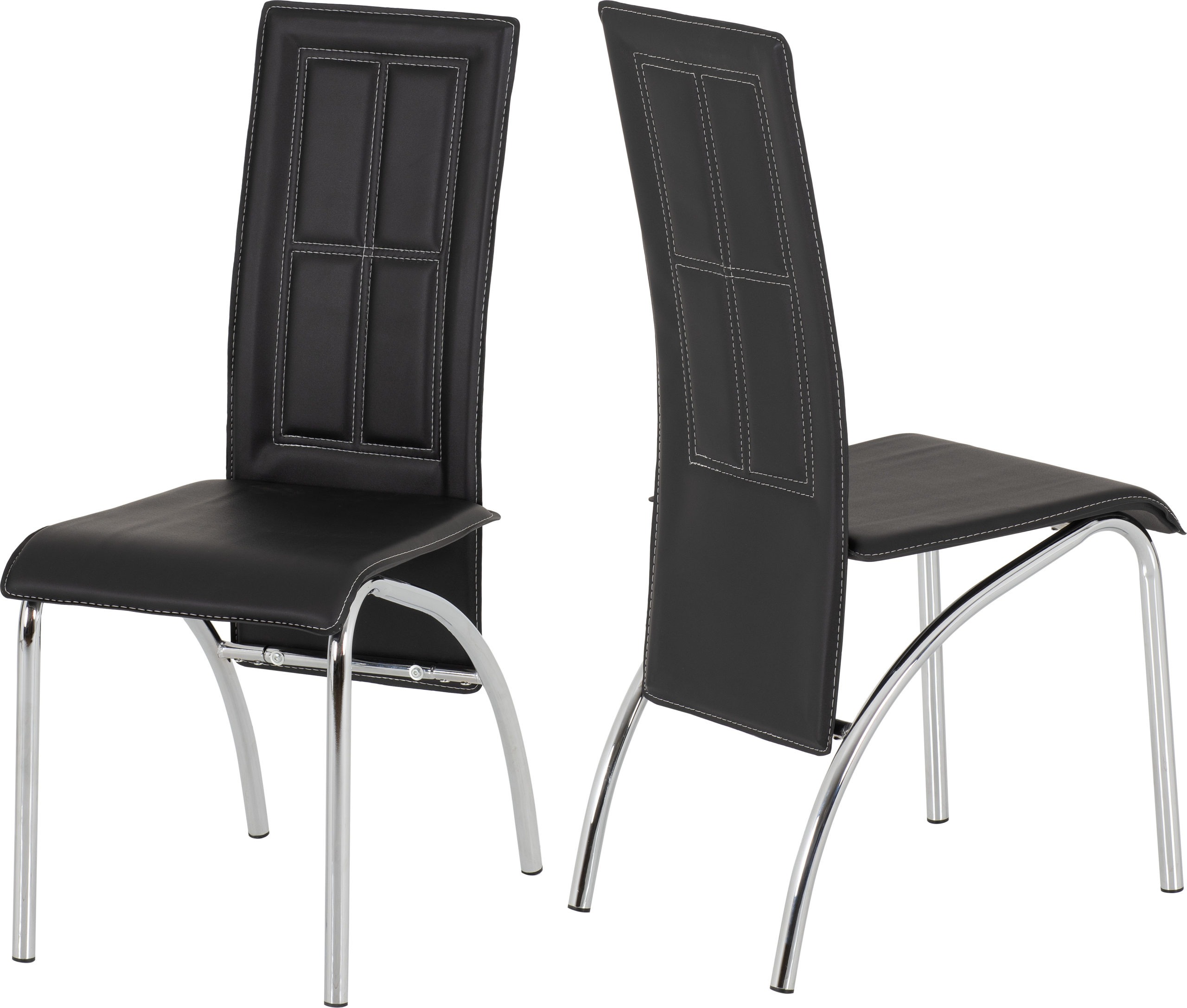 A3 Chair Black Faux Leather Chrome, Black Faux Leather And Chrome Dining Chairs