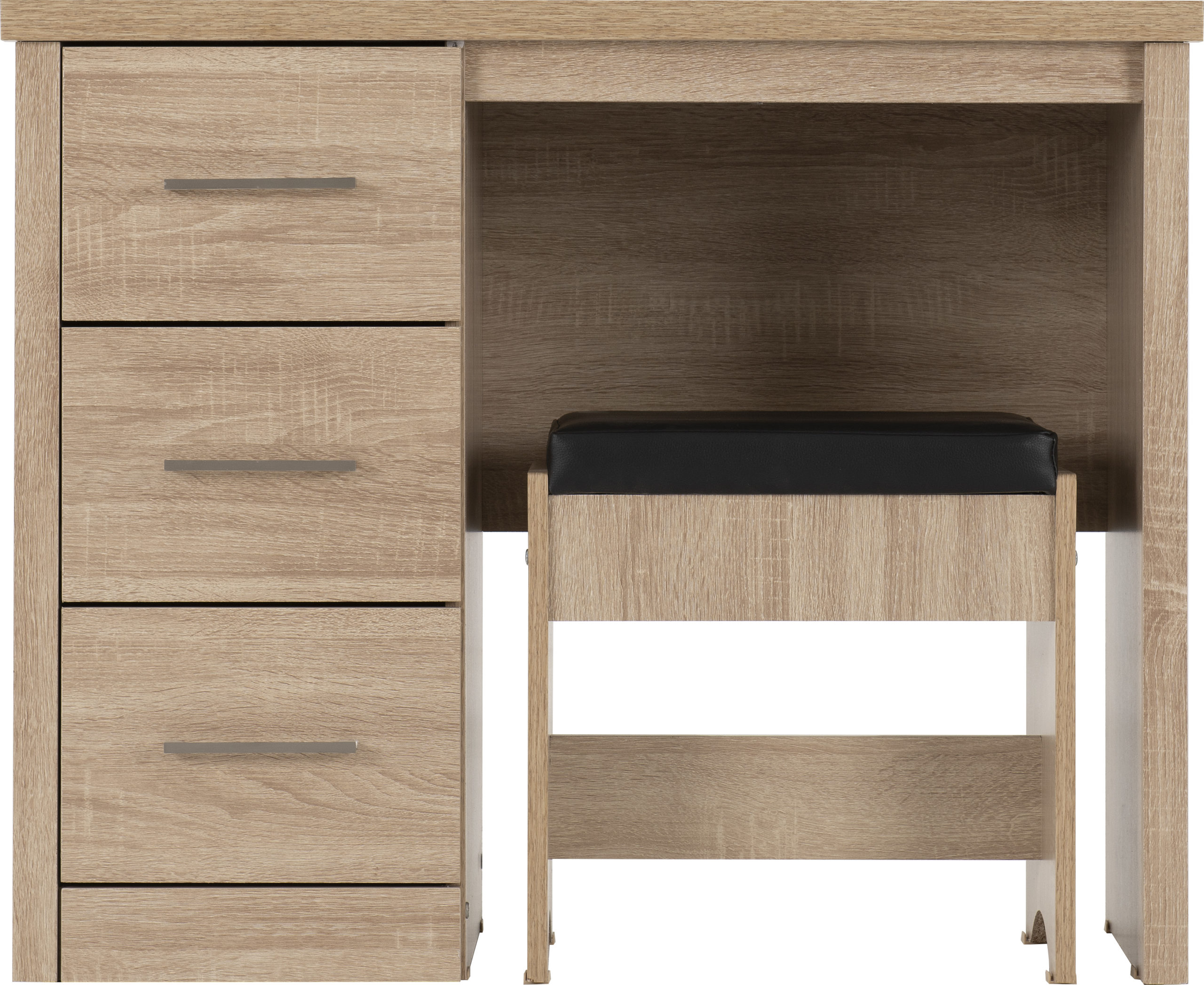 Lisbon 3 Drawer Dressing Table Set - Light Oak Effect Veneer/Black