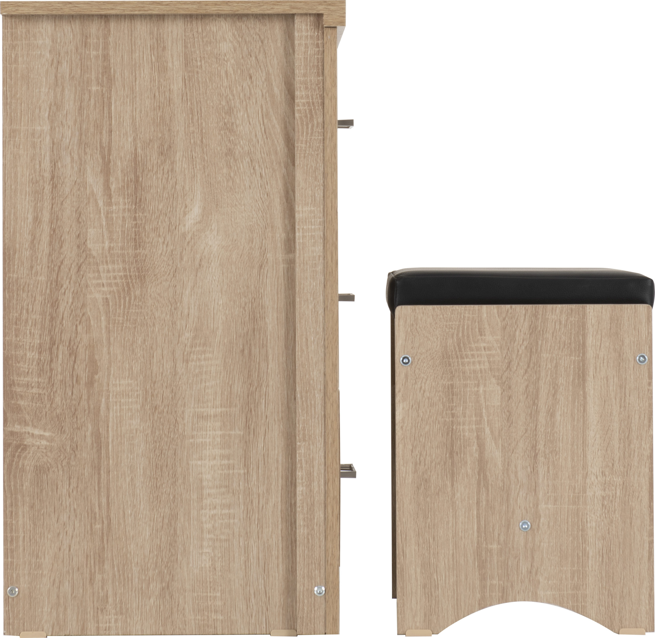 Lisbon 3 Drawer Dressing Table Set - Light Oak Effect Veneer/Black