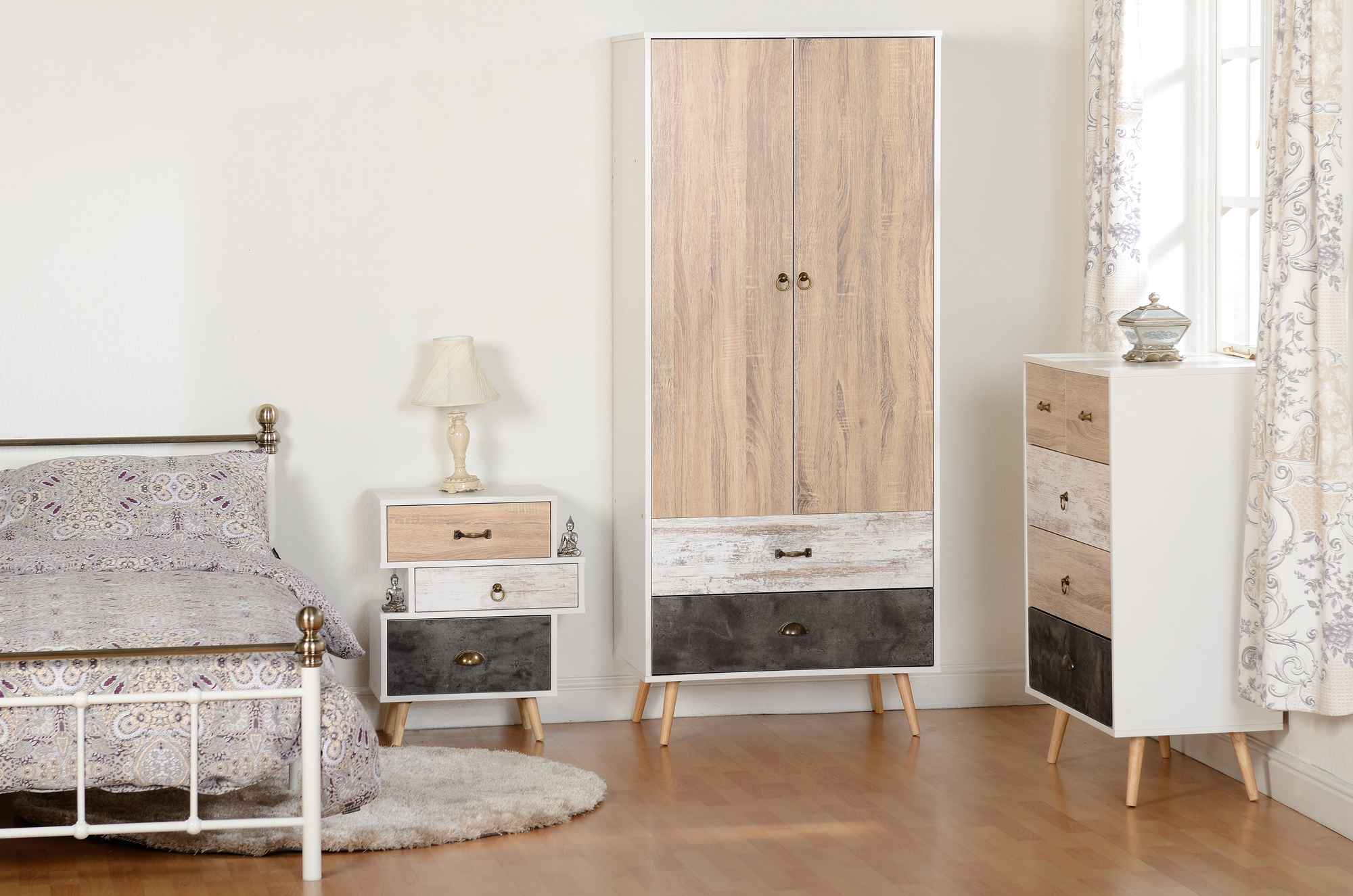 Wardrobe Seconique Lisbon Black Bedroom Furniture Range Drawers & Bedside 