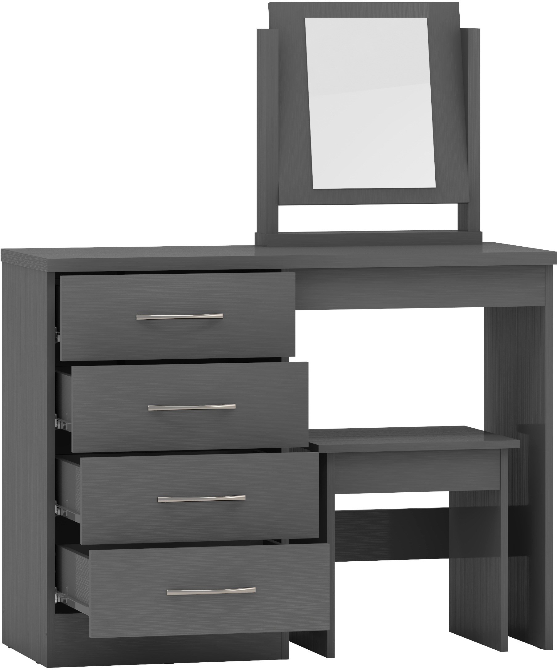 100105021 Nevada 4 Drawer Dressing Table Set 3D Effect Grey